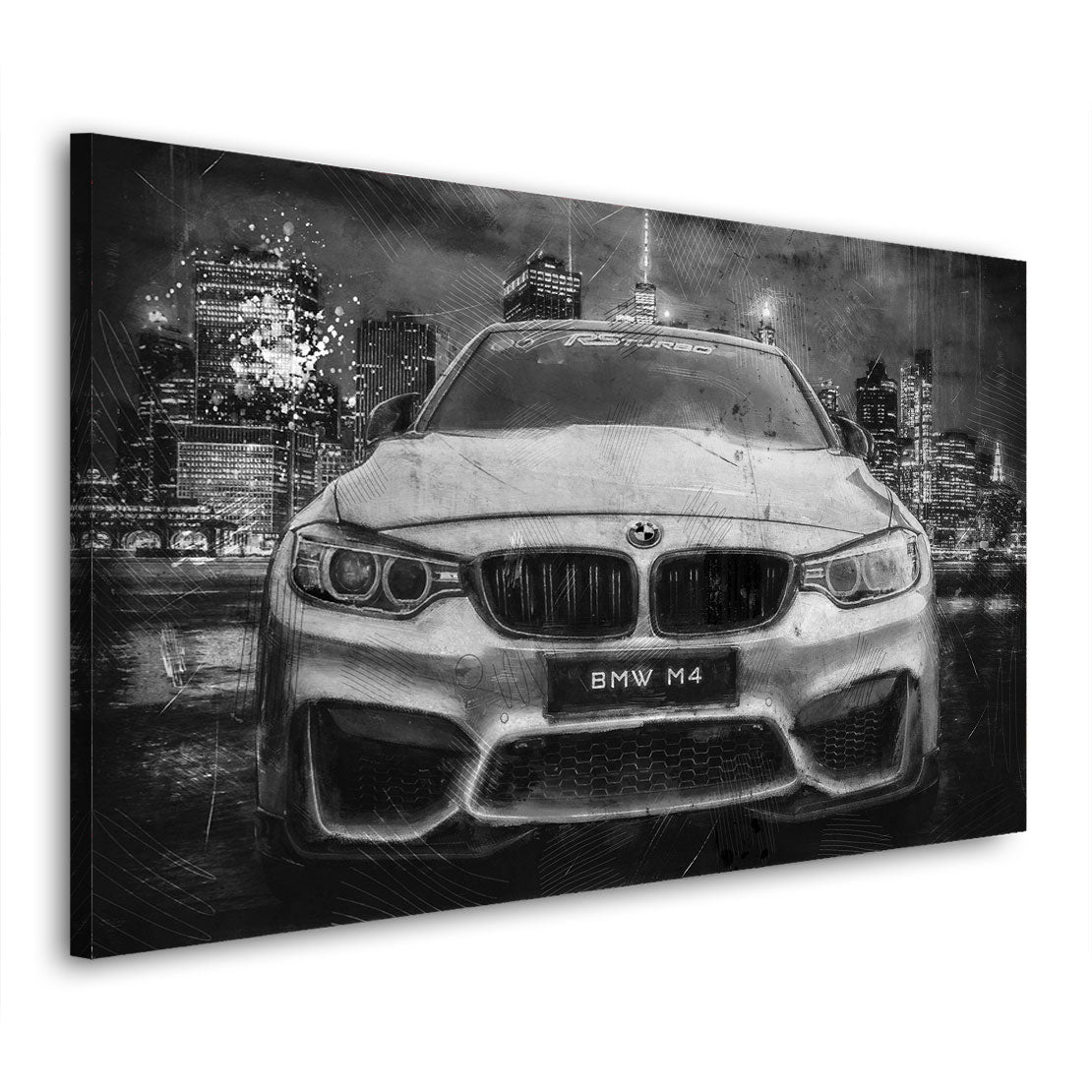 Sportwagen M4 Abstract schwarz weiß Wandbild Kunstwerk