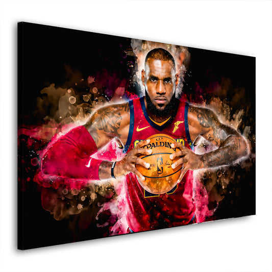 Wandbild Kunstwerk Basketball, LeBron James Abstract Style