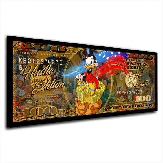 Wandbild Kunstwerk Dagobert 100 Dollar Comic Pop Art Let´s Accumulate Money Erfolg
