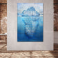 Wandbild Kunstwerk Eisberg Success Blue Style Motivation, Büro