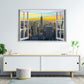 Fenster New York Skyline Yellow Sky, USAWandbild Kunstwerk