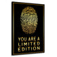 Wandbild Kunstwerk Fingerabdruck, You Are A Limited Edition, Motivation Lifestyle