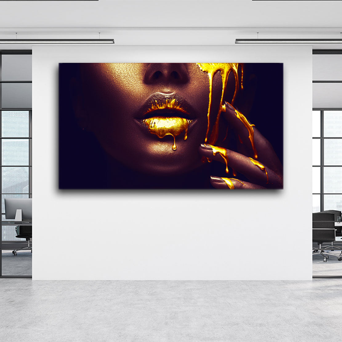 Frau, Gesicht, Gold Edition Wandbild Kunstwerk