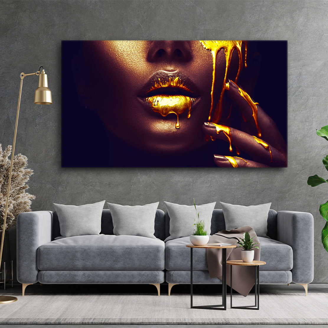 Frau, Gesicht, Gold Edition Wandbild Kunstwerk