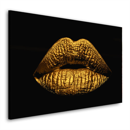 Frau Sensual Golden Lips Wandbild Kunstwerk