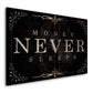 Money Never Sleeps Silver Black Style, Motivation Wandbild Kunstwerk