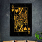 Wandbild Kunstwerk Poker Spielkarte Dame Gold Edition, Pop Art