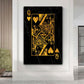 Wandbild Kunstwerk Poker Spielkarte Dame Gold Edition, Pop Art