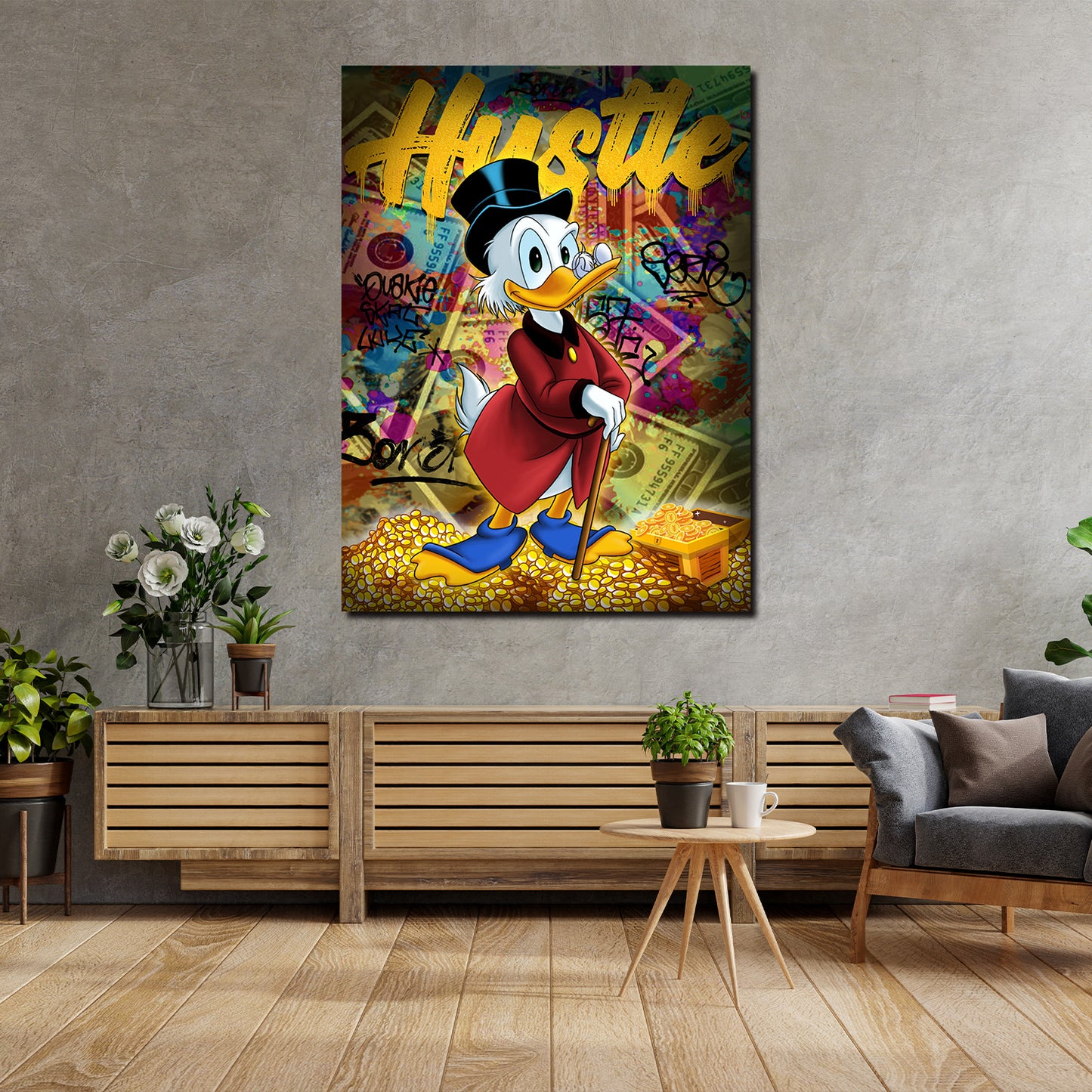 Pop Street Art Dagobert HUSTLE Colour Wandbild Kunstwerk