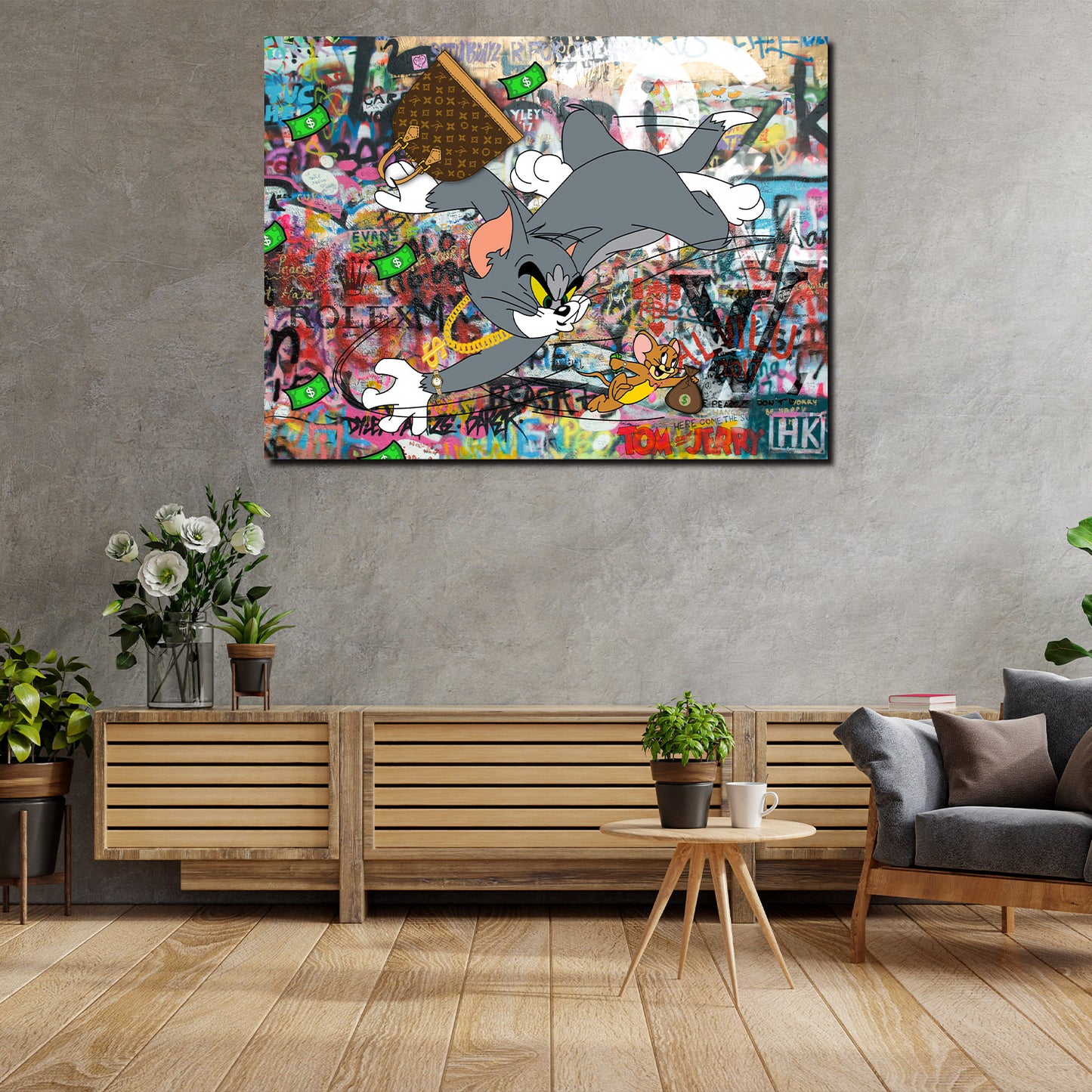 Wandbild Kunstwerk Pop Street Art Tom & Jerry