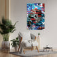 Wandbild Kunstwerk Porsche Blue Style, Pop Art
