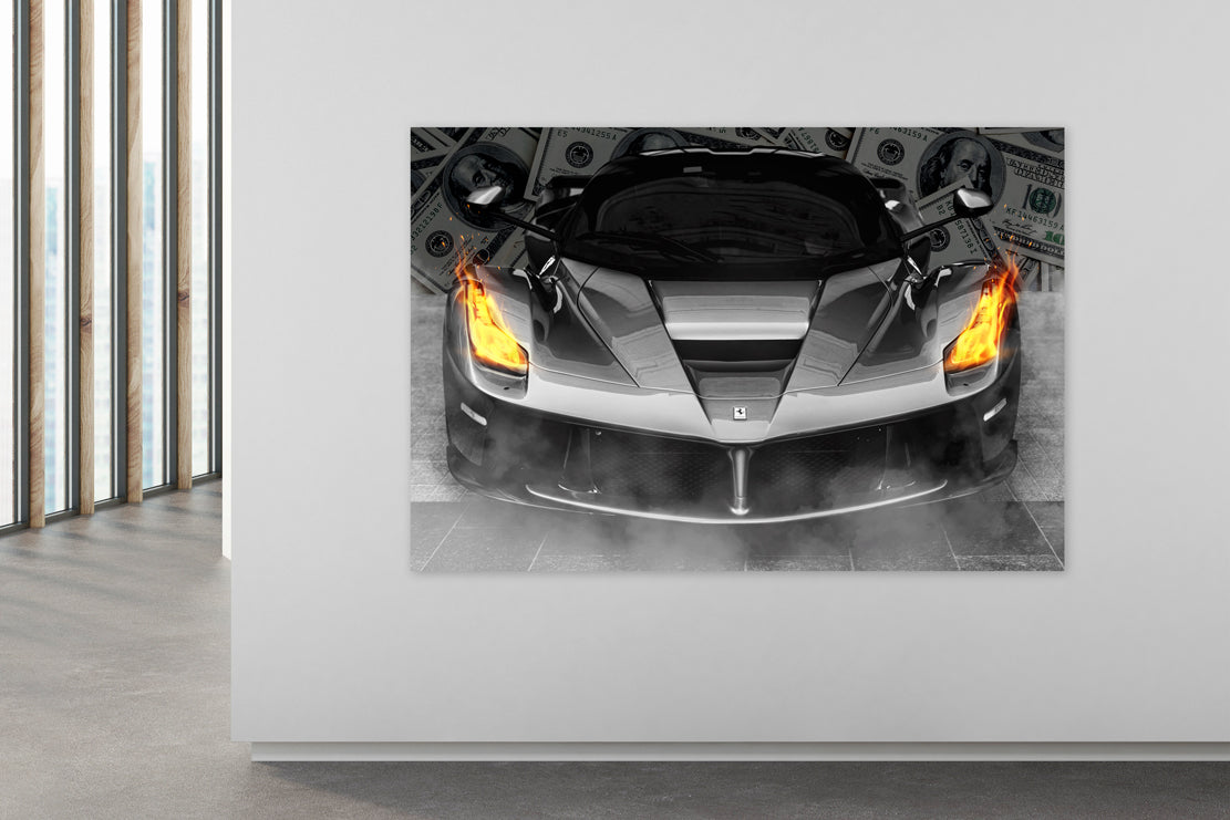 Sportwagen Motivation Geld & Erfolg Money Style Wandbild Kunstwerk