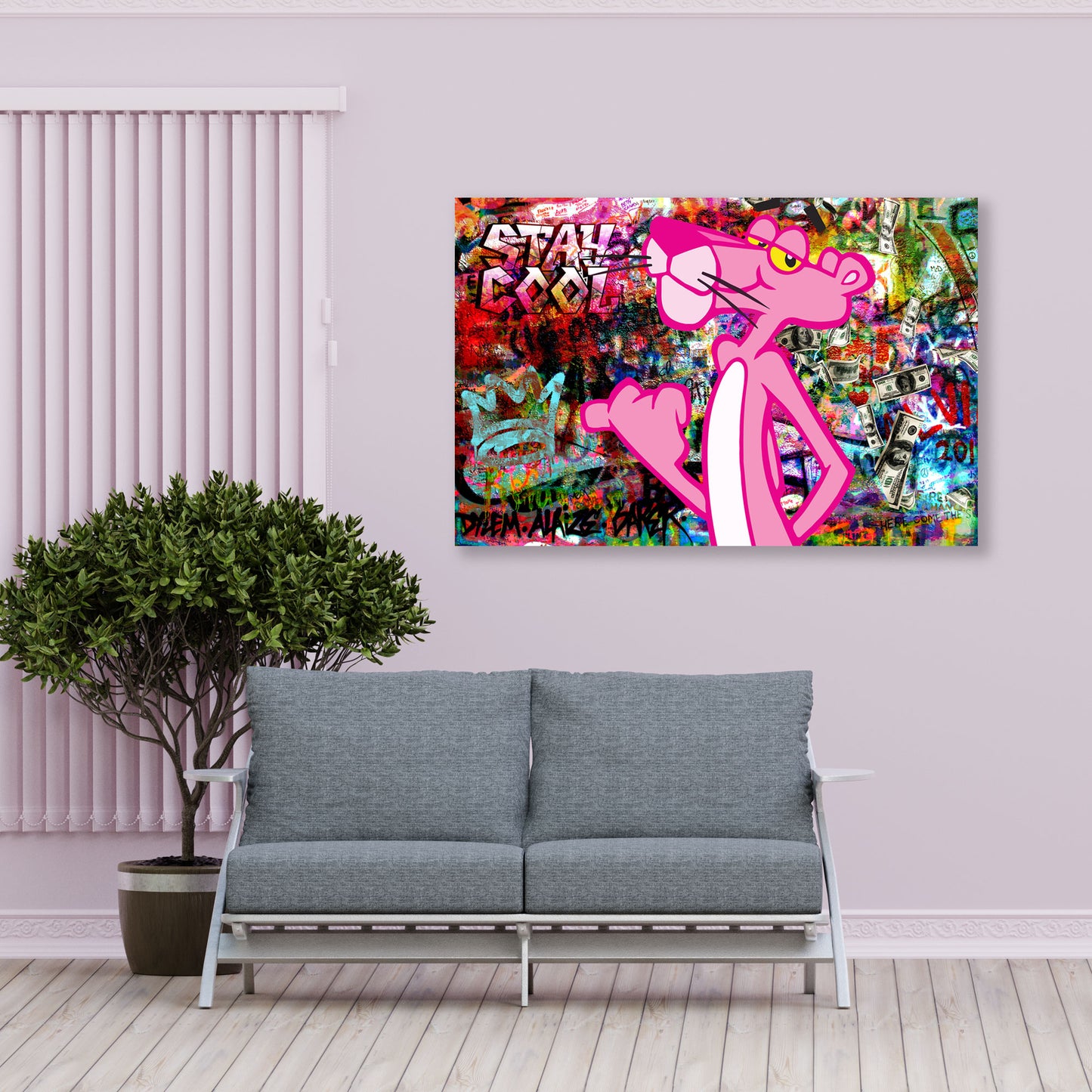 Wandbild Kunstwerk Stay Cool Panther Street Art Comic